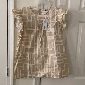 Tan and white “Squared Away” top